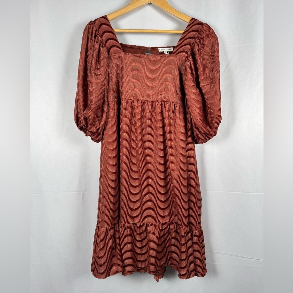 Moon River Velvet Burnout Mini Dress Milkmaid NWT Whimsigoth Ren Faire Women Lg - Picture 2 of 13